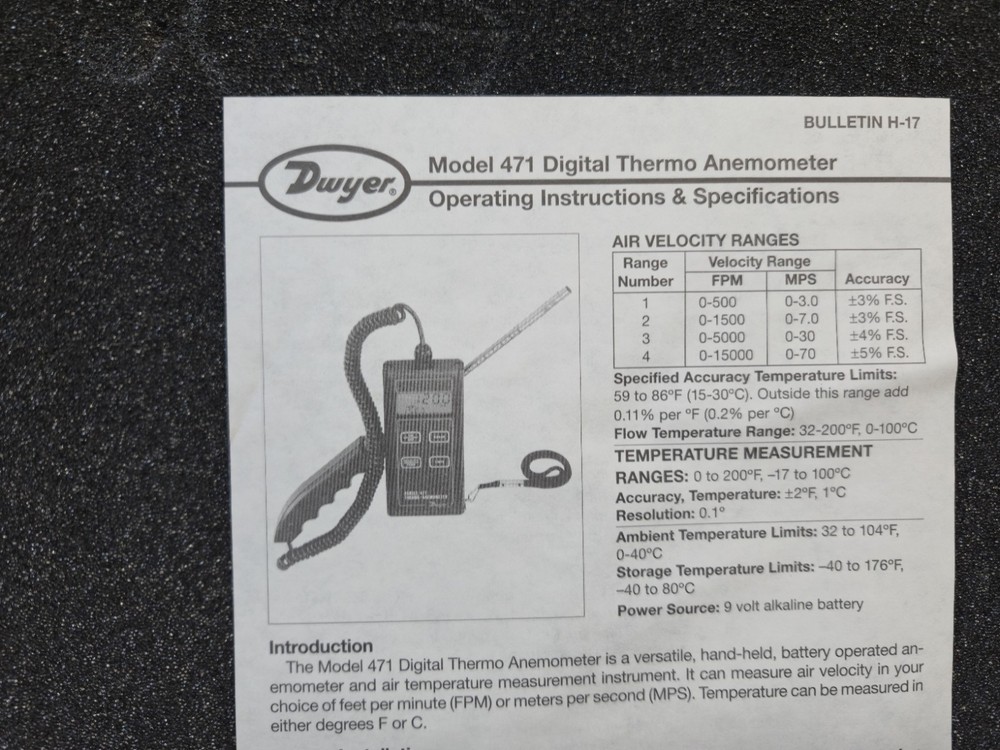 Dwyer 471 475 Manometer Anemometer Barely Used With Cases