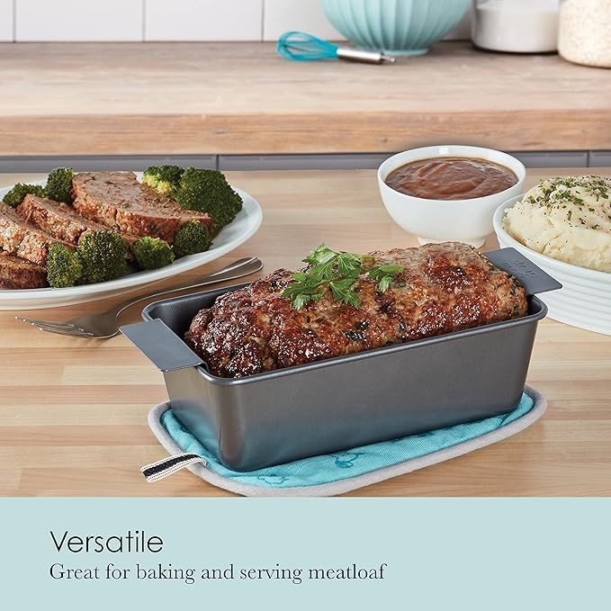 Chicago Metallic 2-Piece Healthy Meatloaf Pan with Draining Insert Profession...