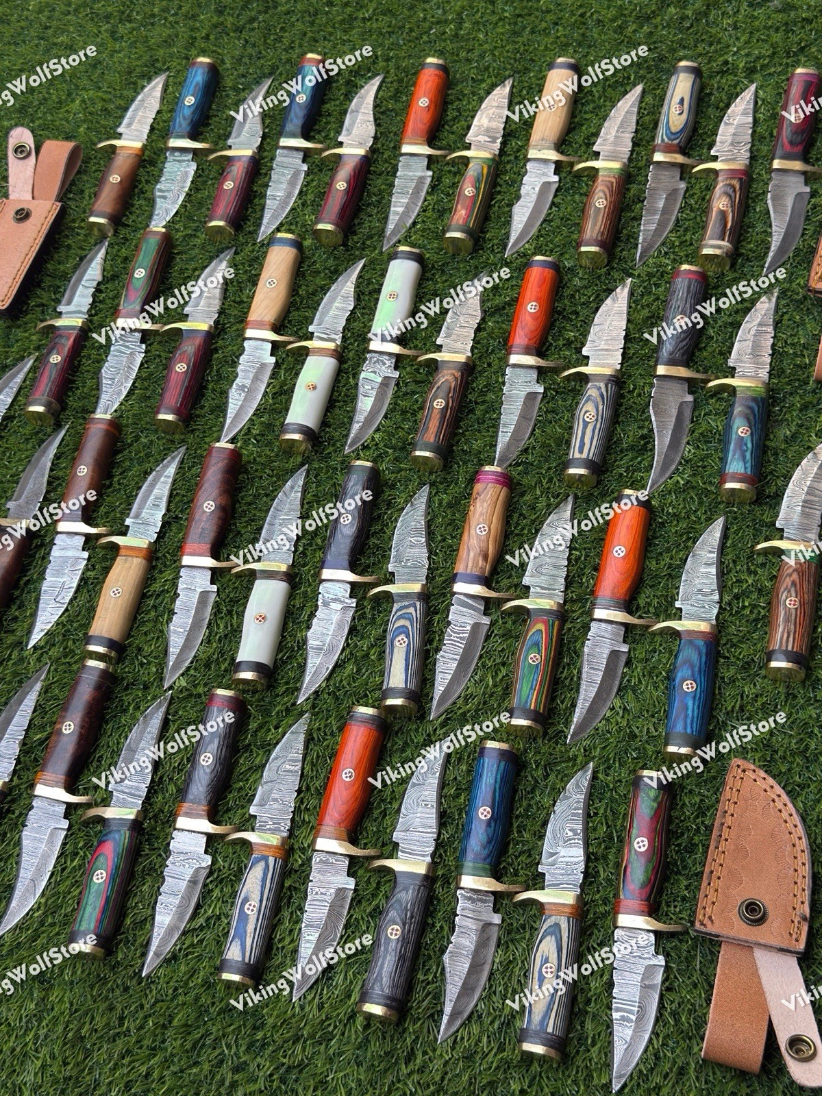 20 Pcs of CUSTOM HANDMADE 6"inch DAMASCUS STEEL CAMPING & HUNTING KNIVE FROM USA