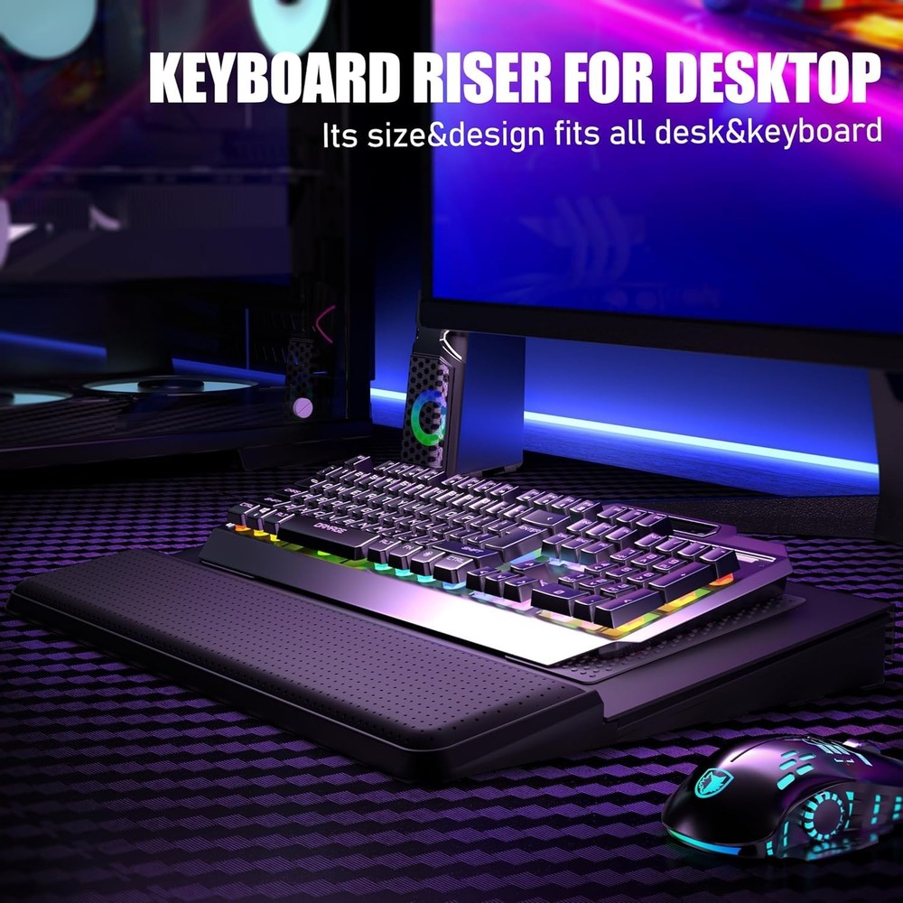 Computer Keyboard Stand with Wrist Rest & Storage Tray - Acrylic Keyboard Ris...