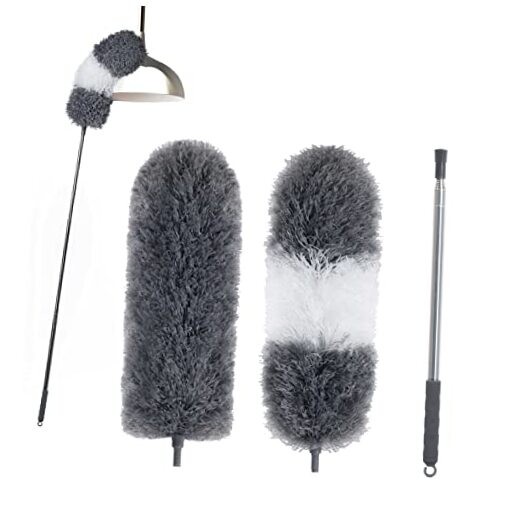 Microfiber Feather Duster with 100 Inches Extendable Pole, 2 Pack 2 Pcs