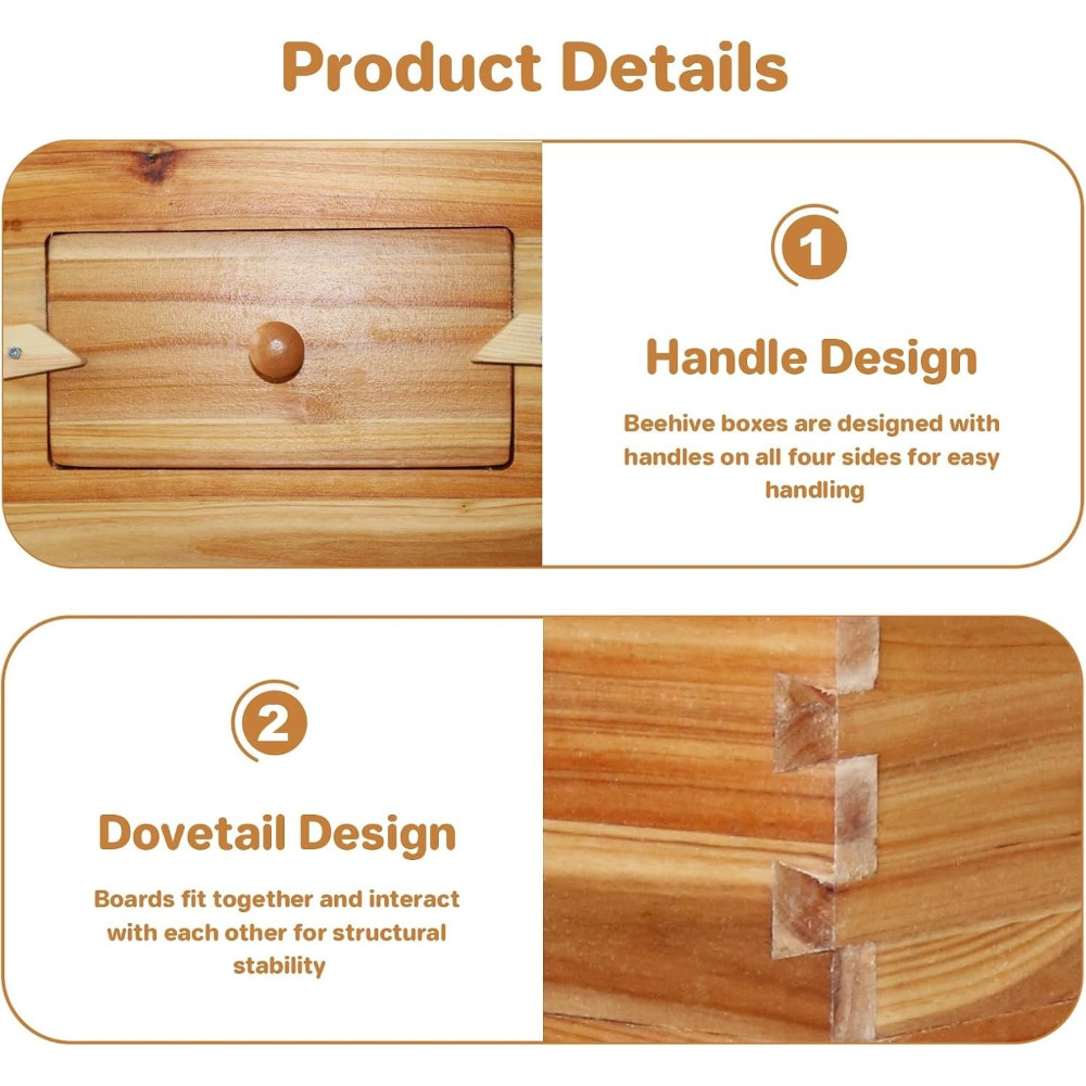 10 Frame Beehive Set with Beeswax Coating: Includes 2 Deep & 1 Medium Boxes