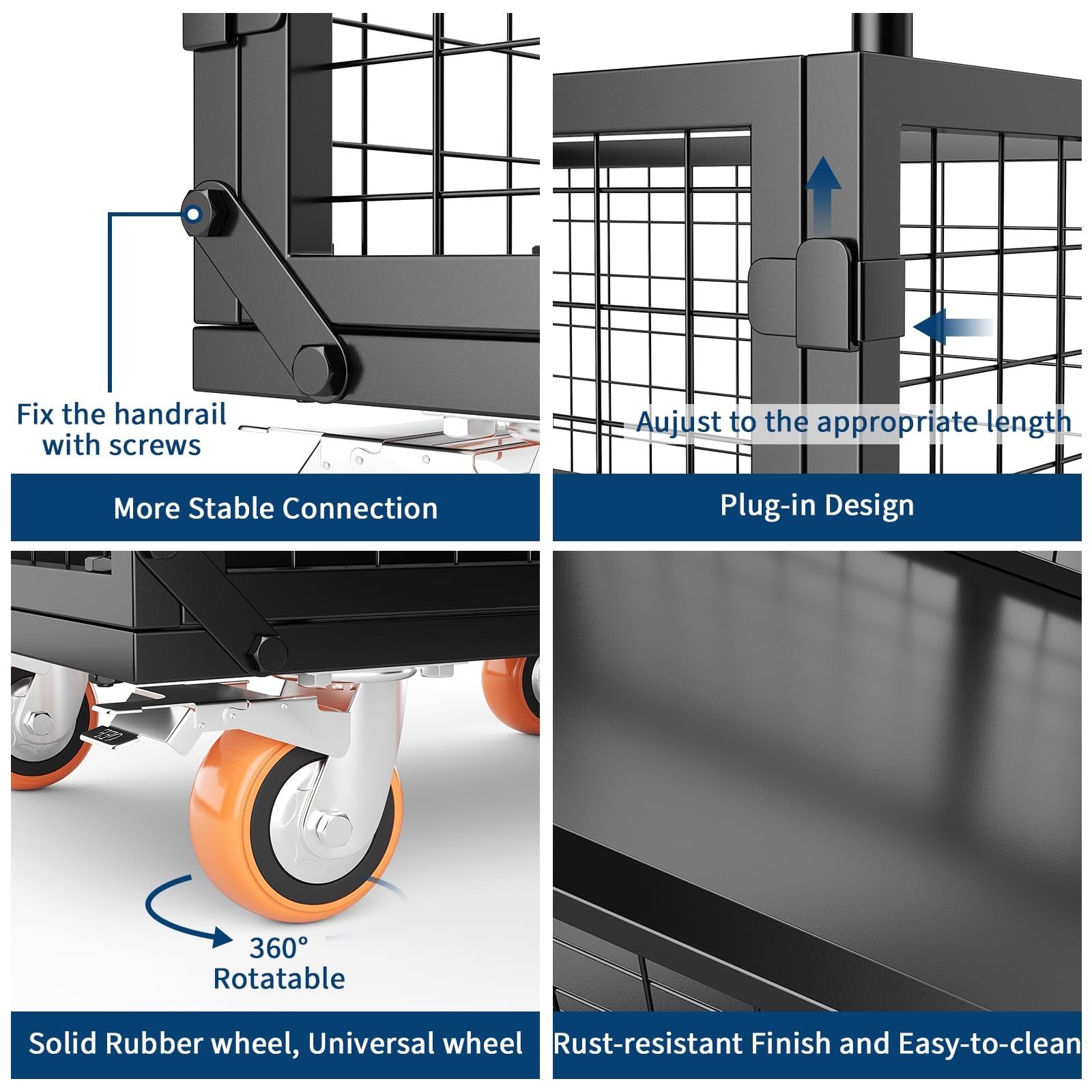 Platform Truck Cart with Cage 6 in 1 Heavy Duty Push Cart Dolly 1800LBS Capacity