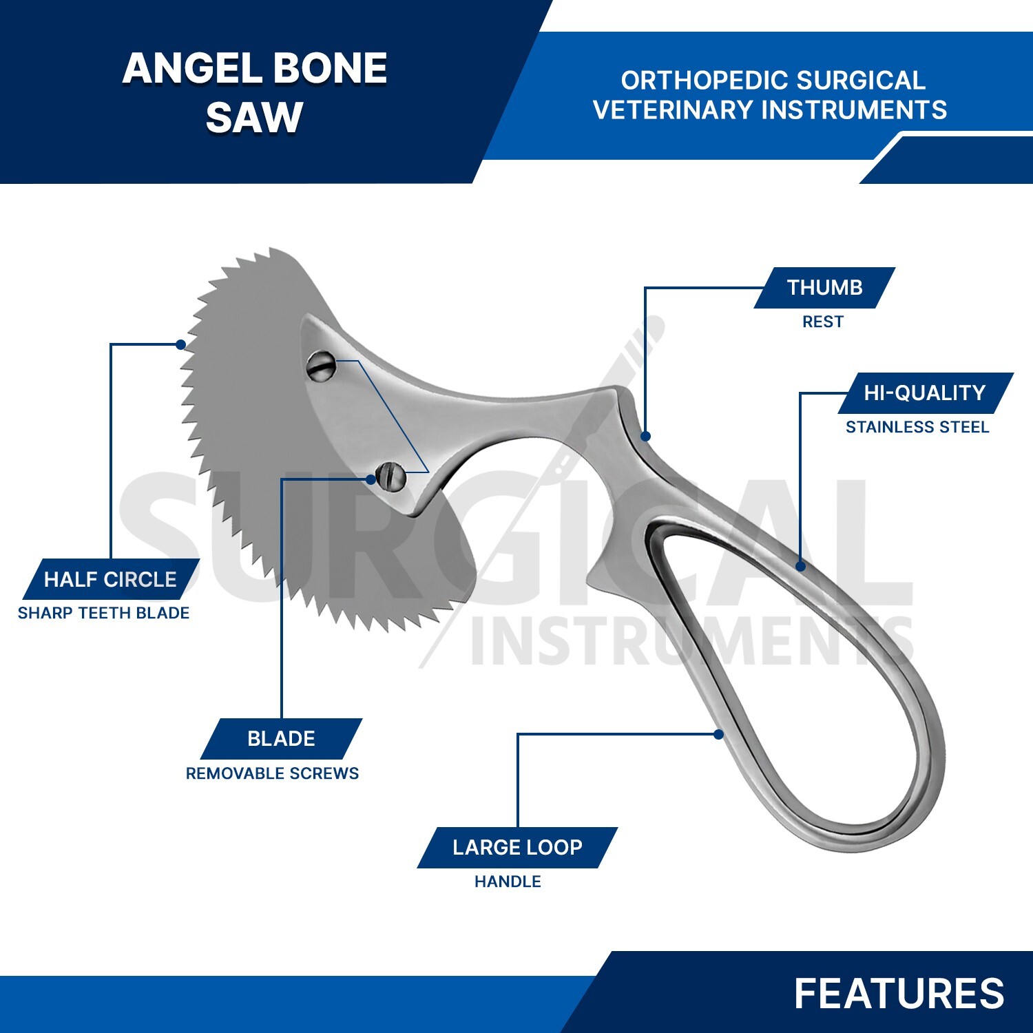 Bone Saw Angled Surgical Orthopedic Instruments 6" Veterinary