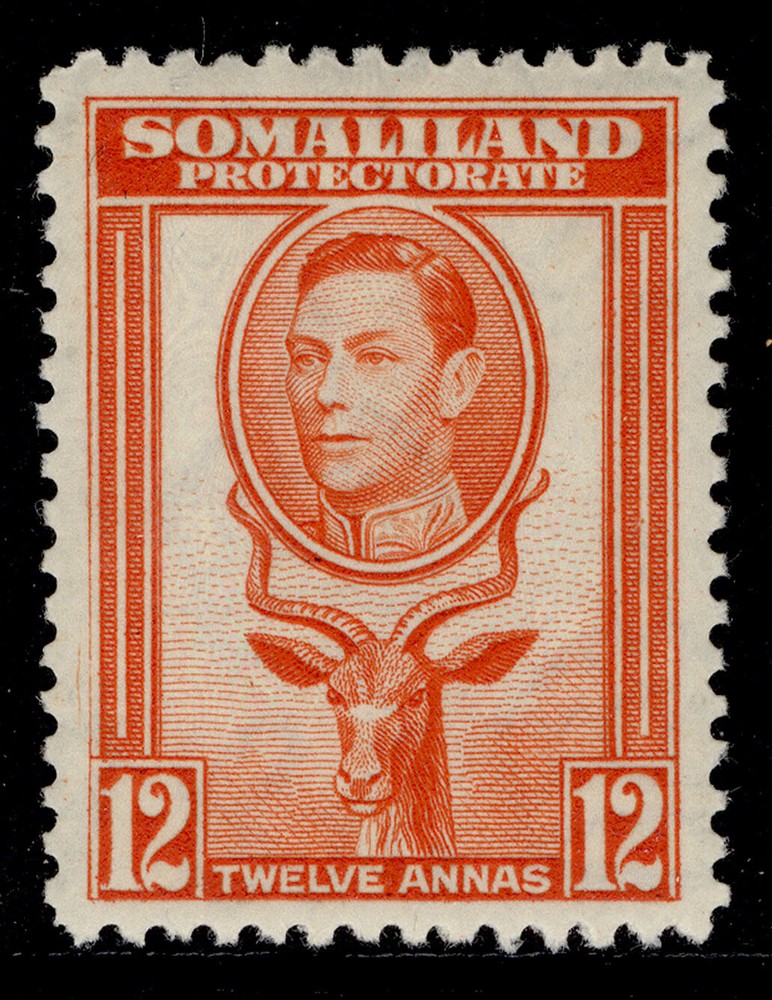 SOMALILAND PROTECTORATE GVI SG100, 12 red-orange, M MINT.
