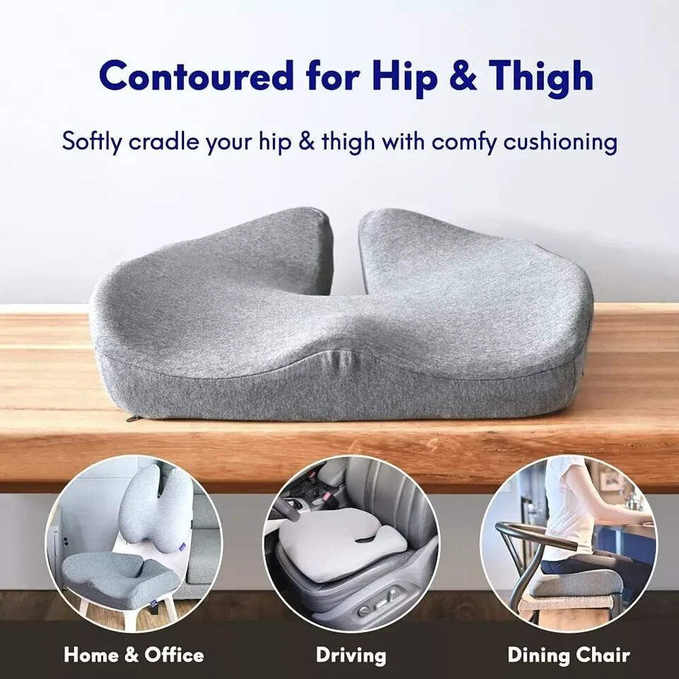 Cushion Lab Pressure Relief Seat Cushion and Extra Dense Lumbar Pillow Grey