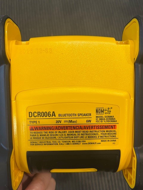 Dewalt Bluetooth Speaker DCR006 NEW
