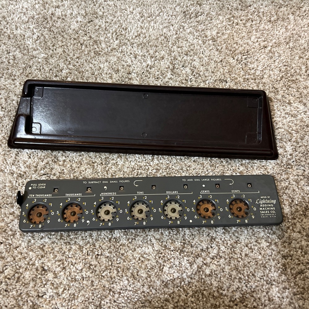 Vintage - The Lightning Portable Adding Machine Calculator Bakelite Angled Base