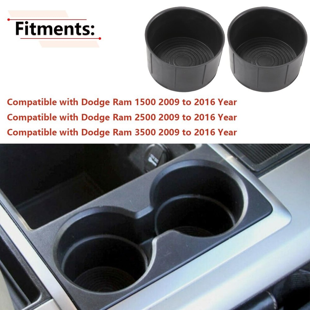 2pcs Cup Holder Insert Dodge Ram 1500 2500 3500 2009-2016 Console
