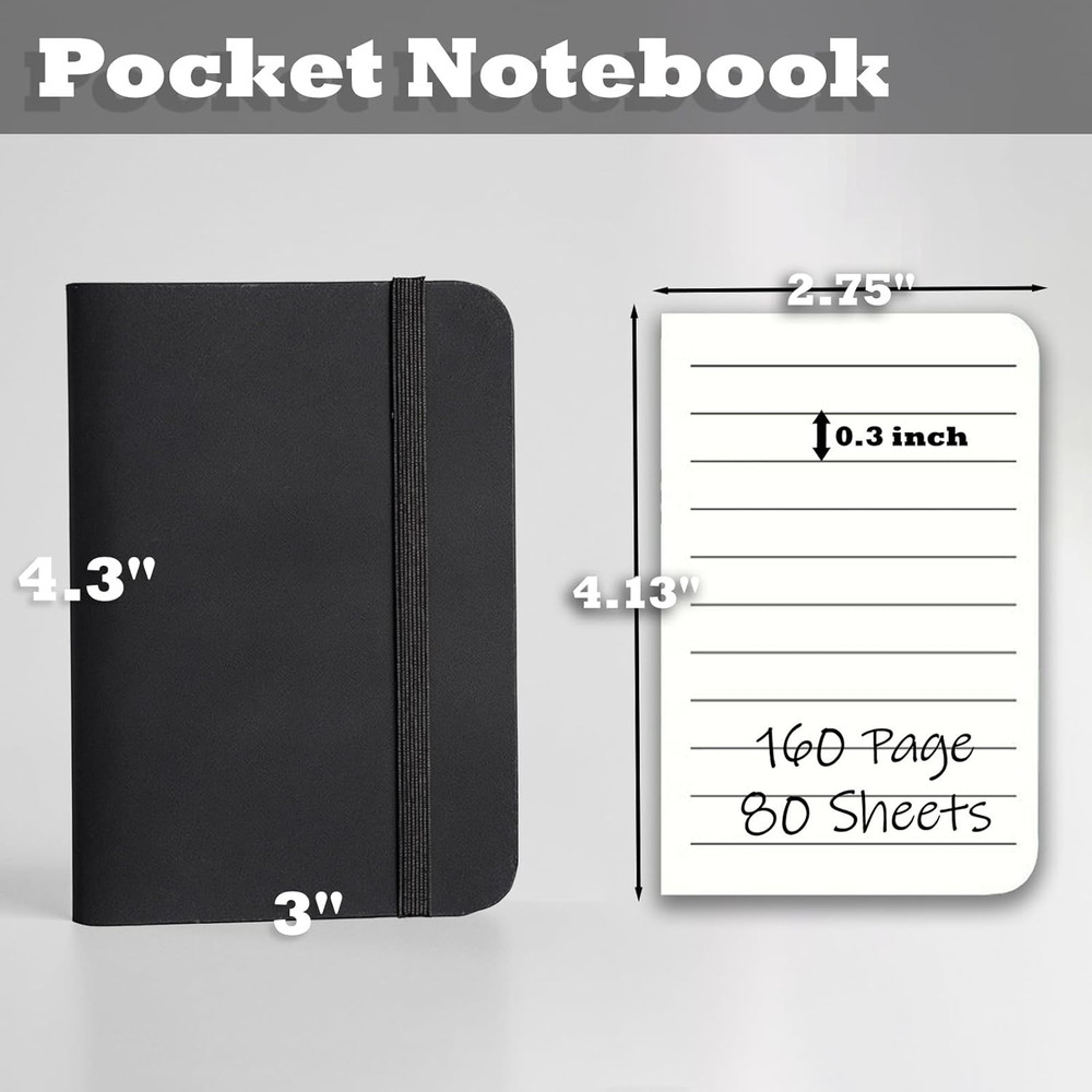 2 Pack Small Pocket Notebook,Journal Hardcover Notepad with Thick Lined Paper, 2