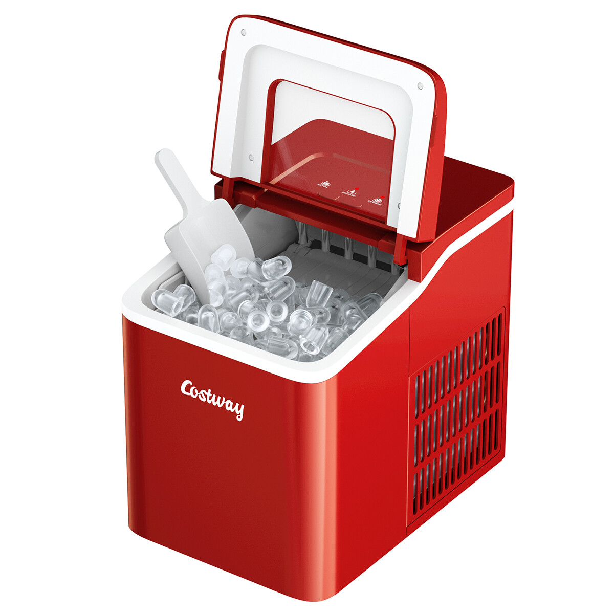 Portable Ice Maker Machine Countertop 26Lbs/24H Self-cleaning w/ Scoop Red