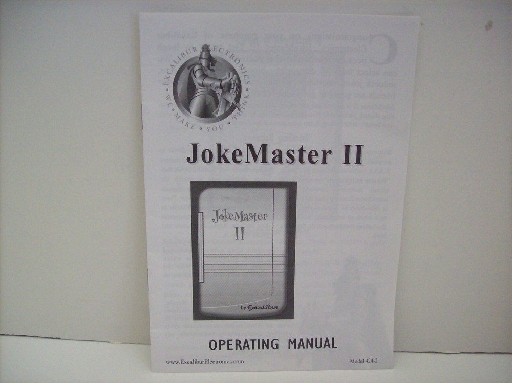 Electronic Joke Master II (424-2) By Excalibur Electronics Operating Manual