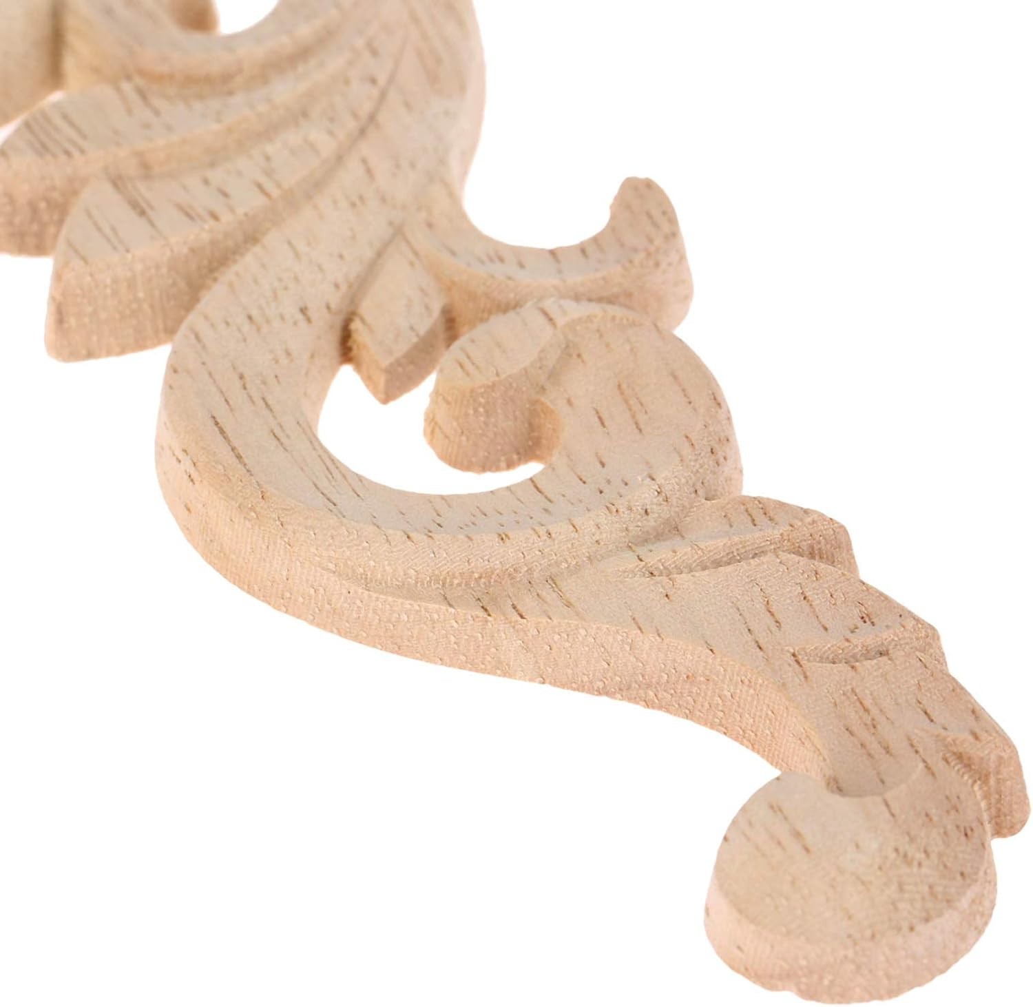 Intricate Oak Wood Carvings Onlays - Unpainted Decorative Corner Plaques Set