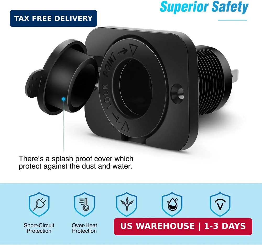 Nilight 2 Pack Car Cigarette Lighter Socket DC 12V Waterproof Power Outlet Adapt
