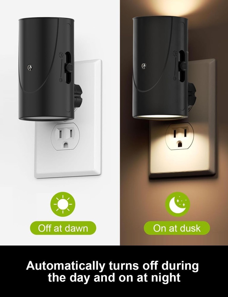 2-Pack Dimmable LED Night Light Plug-in Wall Sensor Dusk to Dawn Soft White 3000