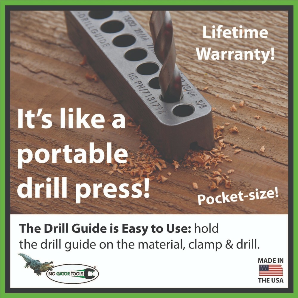 Big Gator Tools - STD3000DGNP - Drill Bit Jig - V-DrillGuide Drilling Accessory