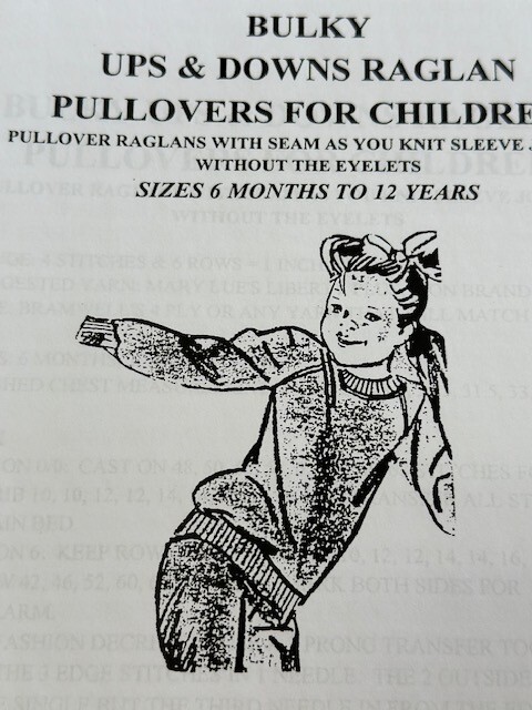 Bulky Ups & Downs Raglan Pullover for Children Sizes 6 months to 12 Years