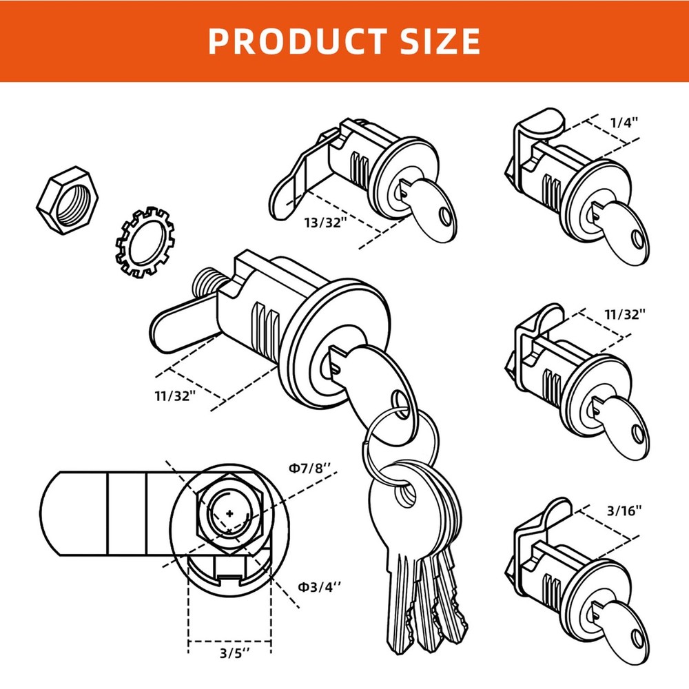 Mailbox Lock Replacement with 4 Keys - Multipurpose Mail Box Locks Nickel
