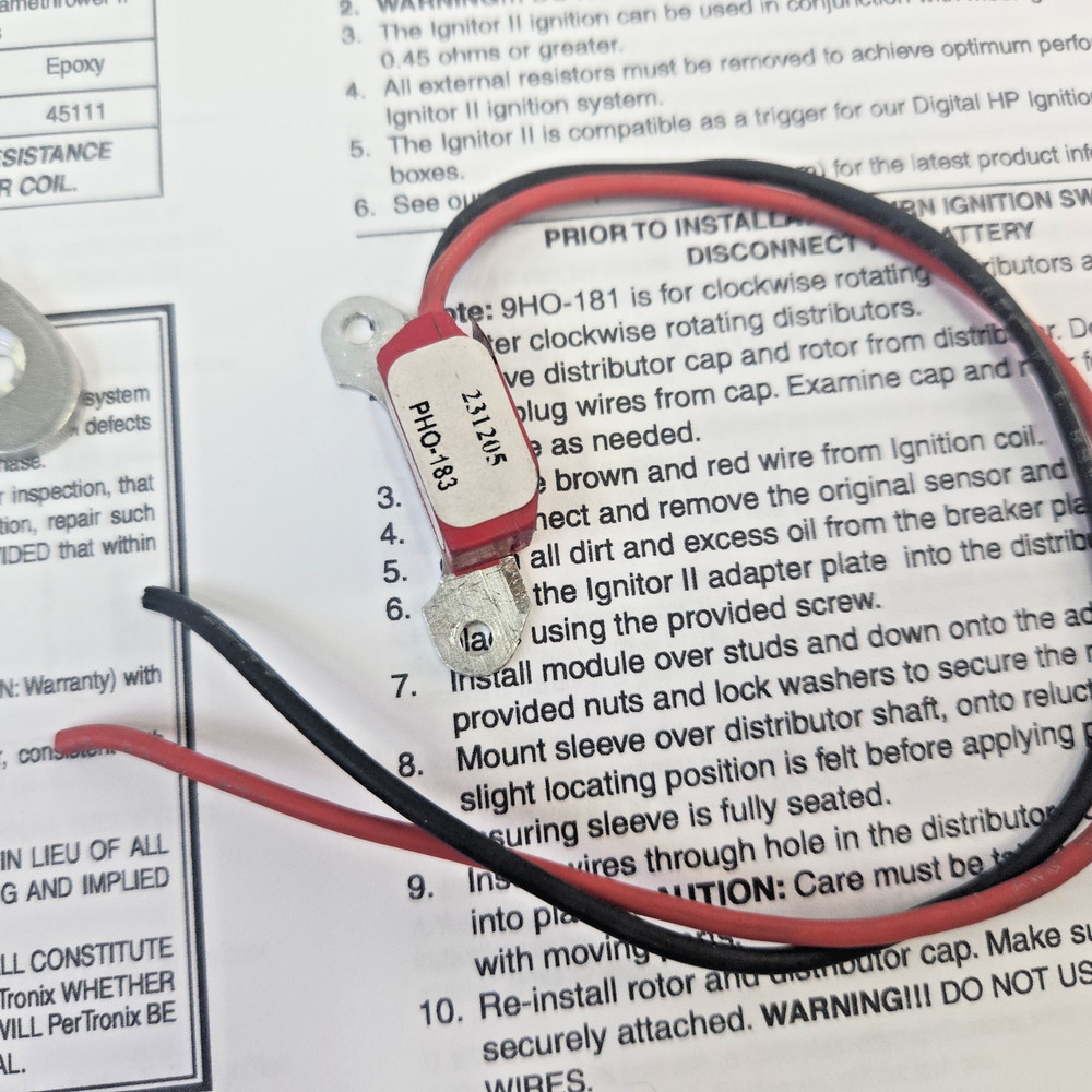 Pertronix 9HO183 for Ignitor II Ignition Points to Electronic Conversion Kit NOS