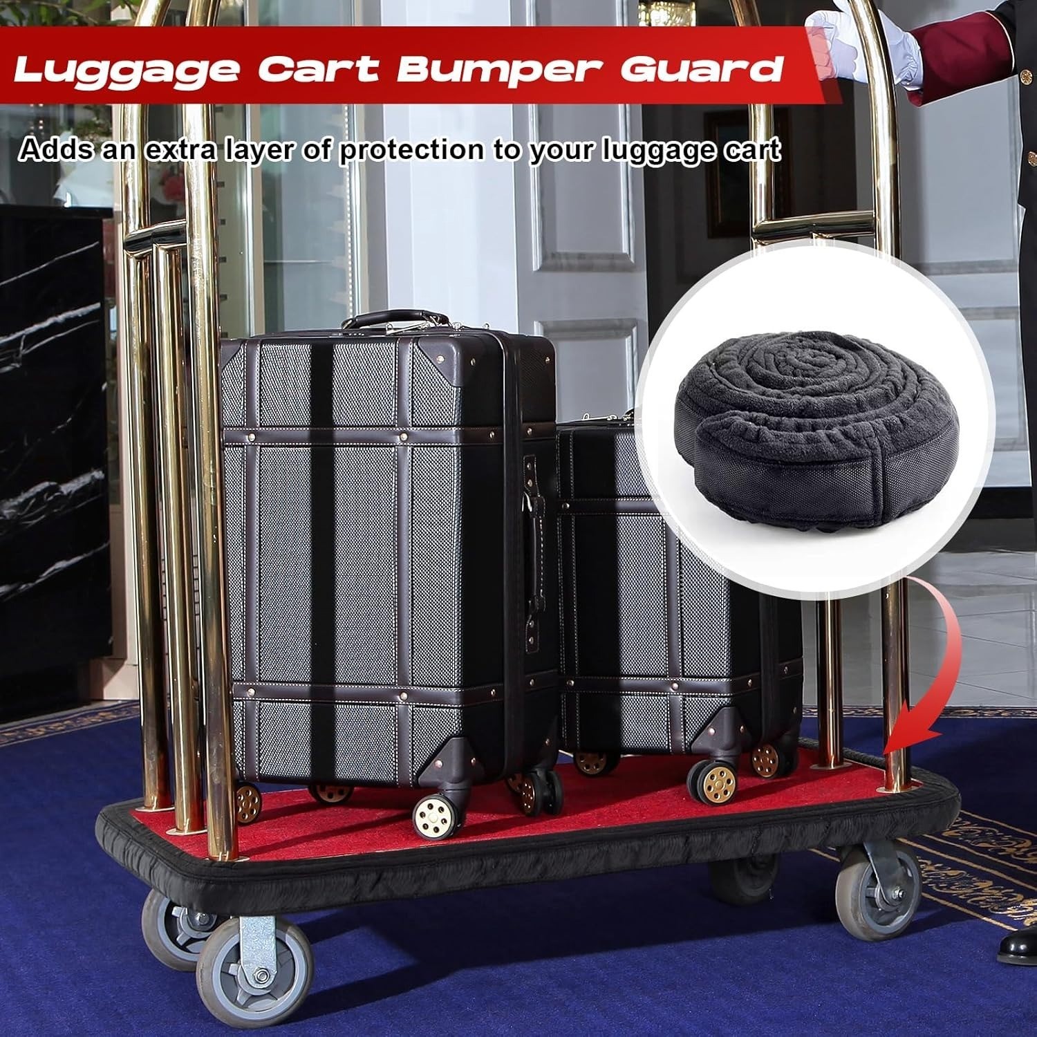 Bellman Cart Bumper Guard Wall Protector Luggage Cart Collision Cover Black Larg