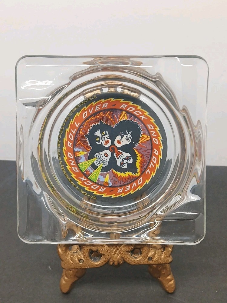 VTG Kiss Glass Ashtray Rock And Roll Over 2005 USA
