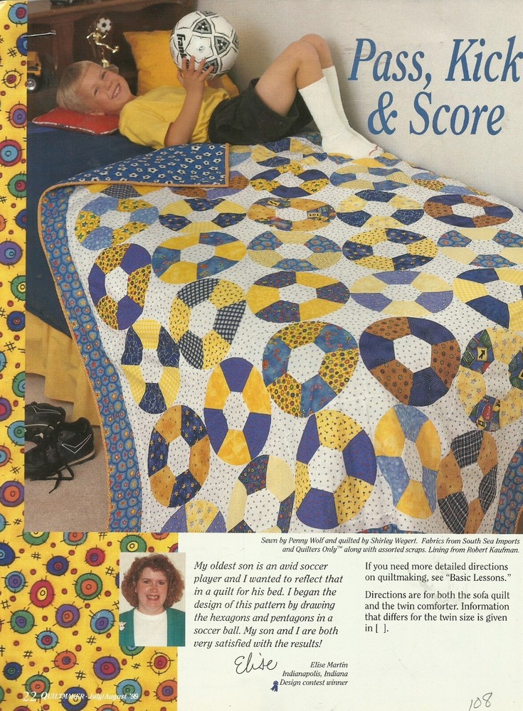 A0448 PASS, KICK & SCORE BOY'S  QUILT PATTERN/INSTRUCTIONS