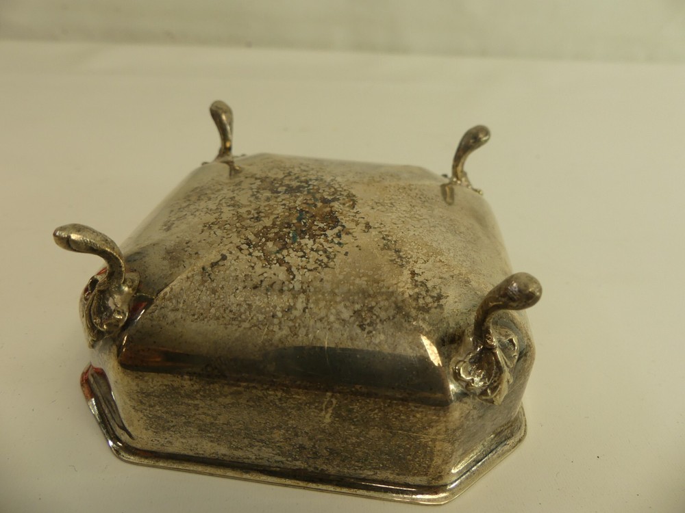 (ref288BN) Unusual antique silver plated square dish