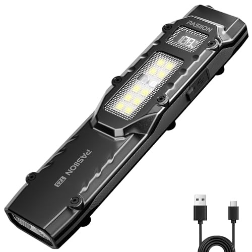 EDC Tactical Flashlight, Flat Flashlights Rechargeable,Dual Black (White Light）