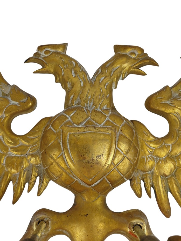 Antique Large 2 Headed Eagle Solid Brass Door Knocker Russian Austrian Masonic