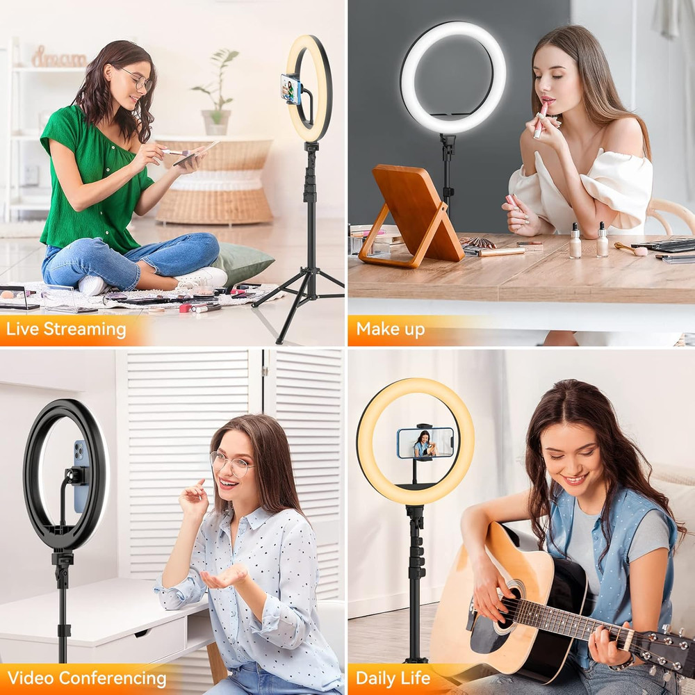 TODI 12" Ring Light with 63" extendable Tripod Stand, Selfie RingLight with Phon