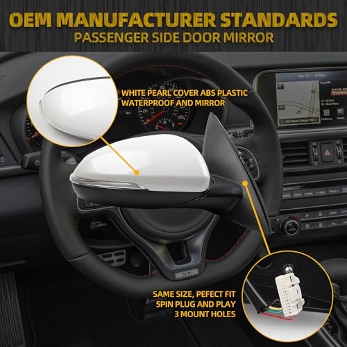 Driver Side Mirror Compatible With 2016 2017 2018 Kia Optima Left White