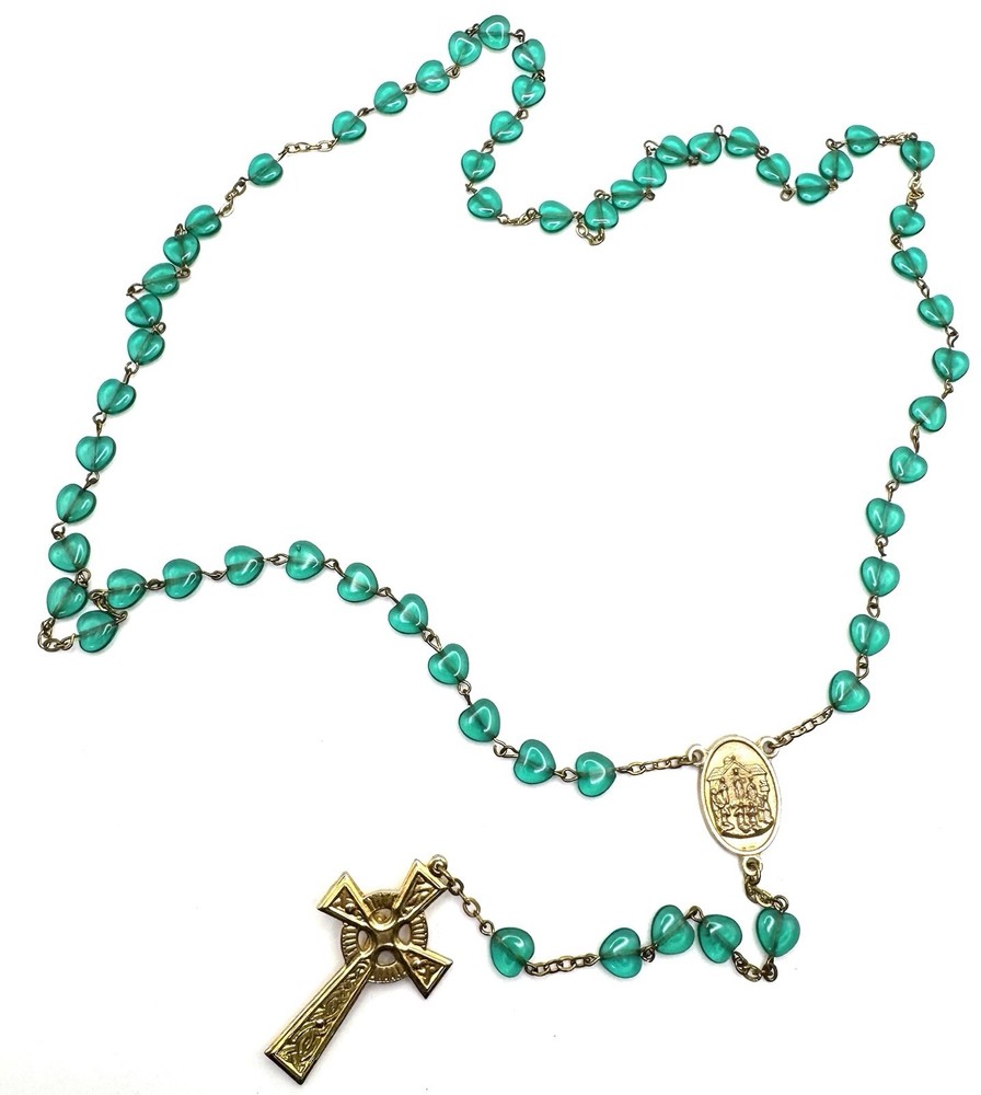 Emerald Heart Rosary St Patrick 22 in