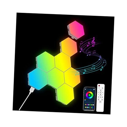 8 Pack Hexagon Wall Light RGB Panel - Smart APP RGB Hexagonal Multicolor