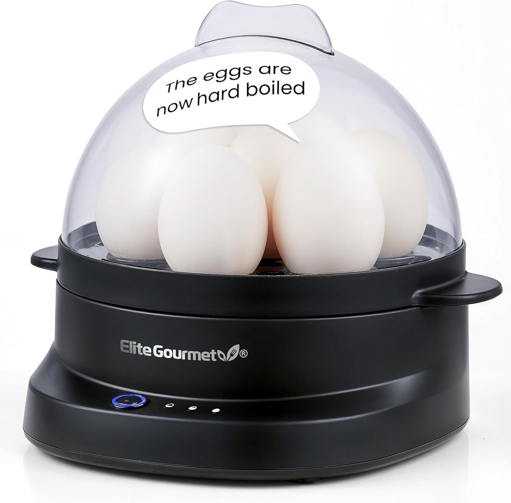 Voice Alerts Easy Egg Cooker 7-Egg Capacity Soft Medium Plastic