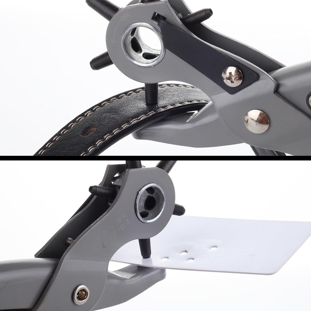 Manual Leather Hole Punch Tool - 6 Adjustable Sizes for Precision Crafting