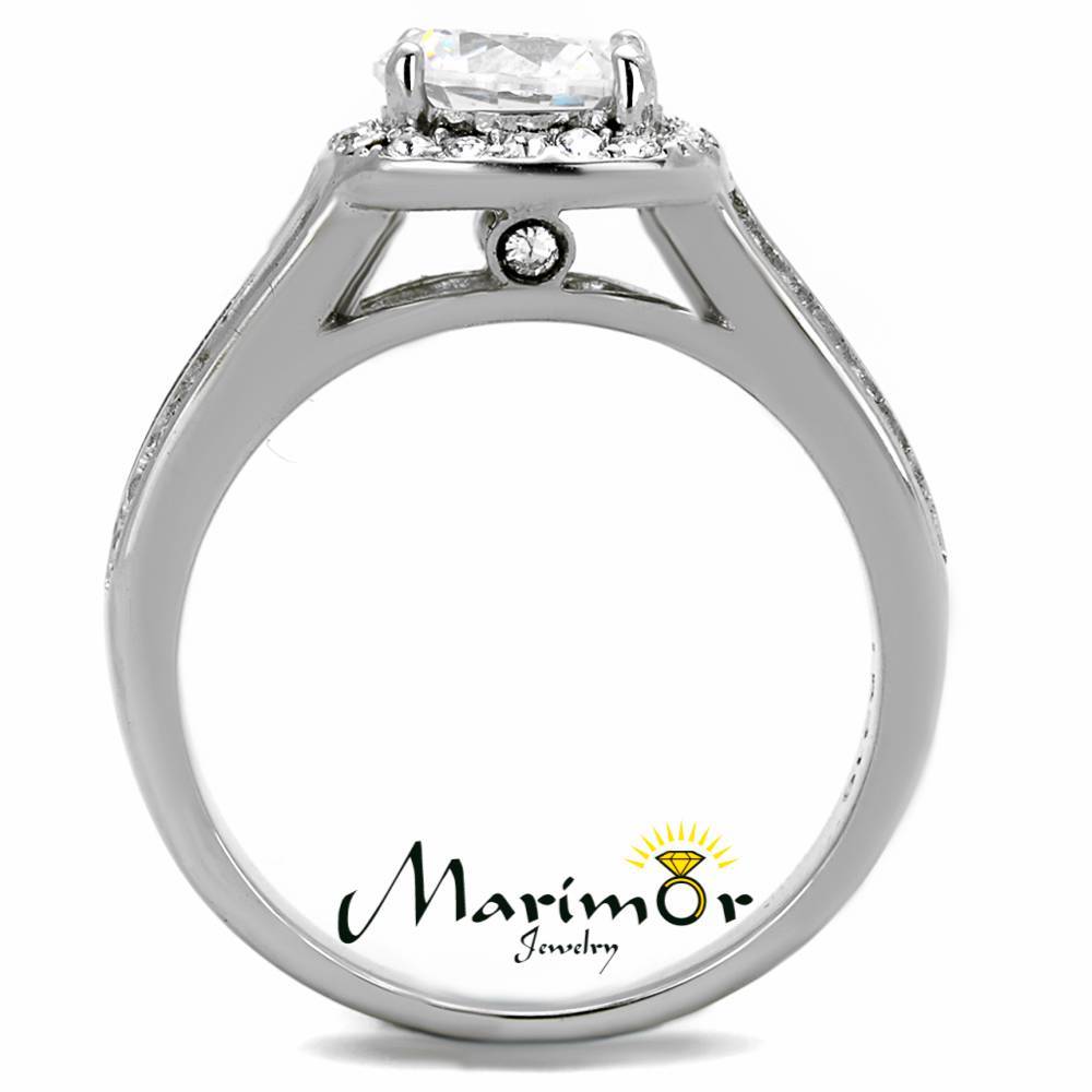 2.95 Ct Halo Round Cut CZ Stainless Steel Engagement Ring Band Women's Size 5-10
