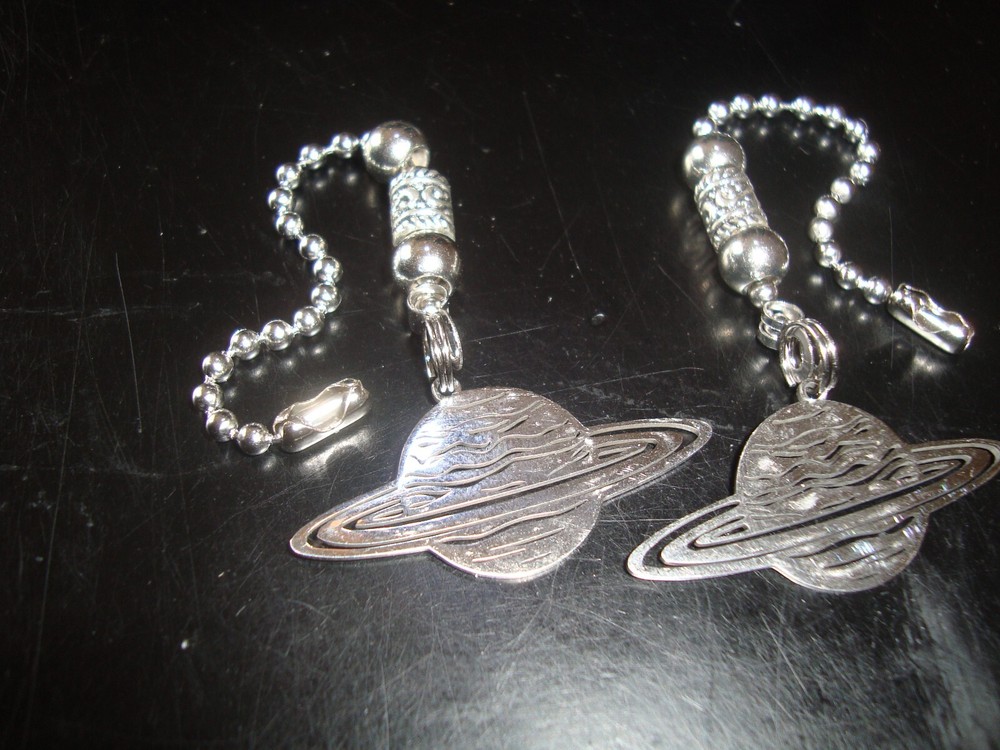 Pair Metal Planet Ceiling Fan Pull Chains – Decorative Light/Lamp Pulls