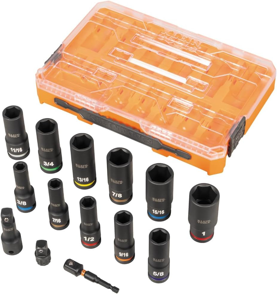 65111IMPCT KNECT Deep-Well Impact Socket Set, 1/2-Inch Drive, SAE, Color Coded,