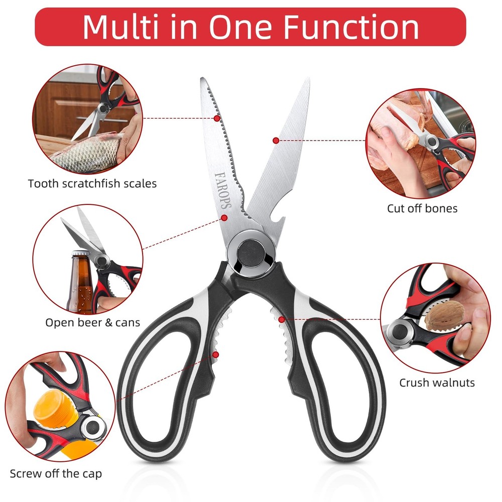 Kitchen Dishwasher Safe Cooking Scissors, Stainless Steel Multi-function