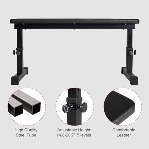 Flat Weight Bench, Utility Workout Adjustable Height Weight Bench Press with