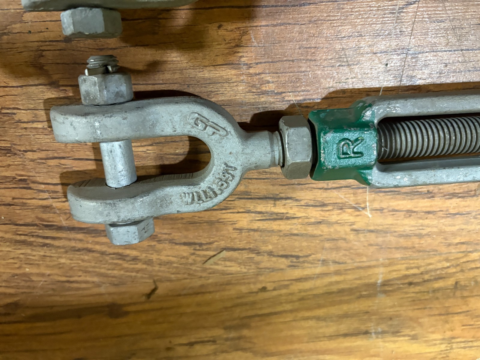 Lot of 2 Green Pin Turnbuckle 5/8” x 12” GP WLL 1.59T, G6315 load limit 1.59 Ton