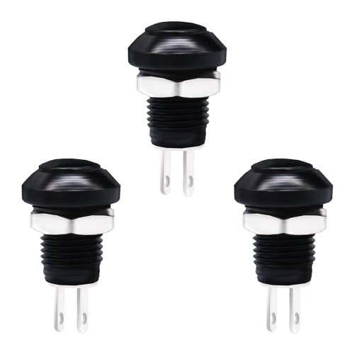 (3pcs) 8mm Switch:Momentary Toggle Push Button Switch:Aluminum Black
