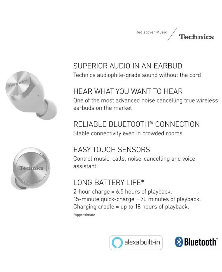 Panasonic Technics True Wireless Stereo Earbuds Earphones EAH-AZ70W, Silver