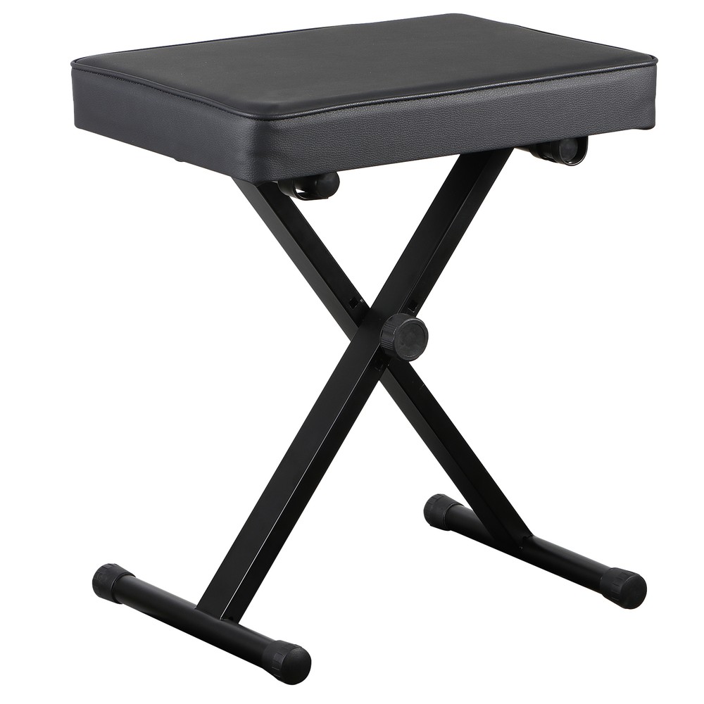 Adjustable Padded Keyboard Bench X-Style Folding Stool Piano Bench Black