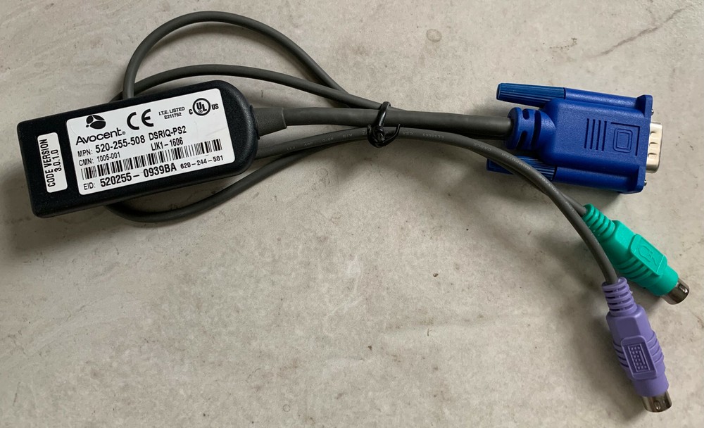 Avocent 520-255-508 DSRIQ-PS2 PS/2 VGA KVM Interface Cable Module