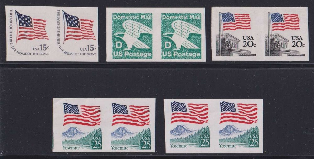 E6080: (5) US Modern Coil Imperforate Pair ERRORS
