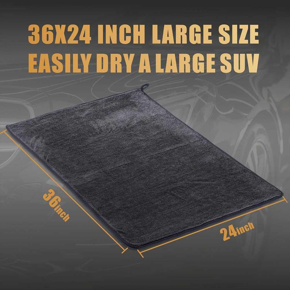 2-Pack Microfiber Car Drying Towel – Extra Large 24” x 36”, St