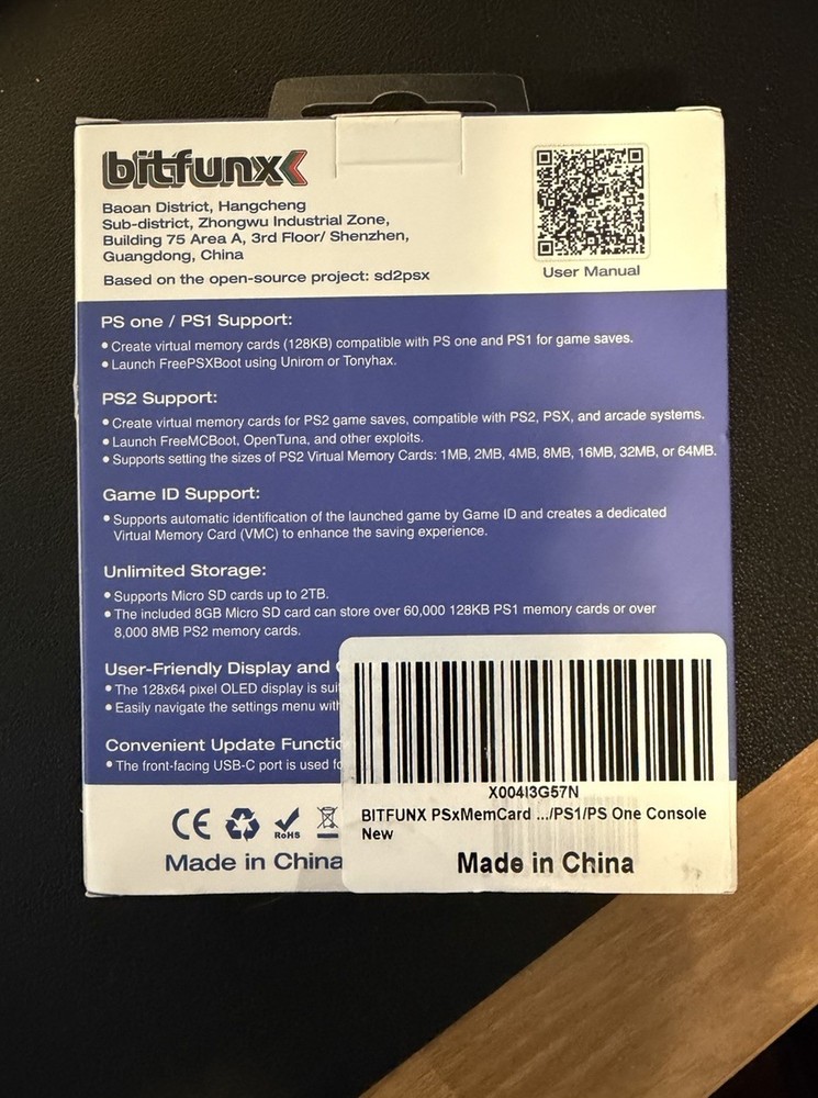Bitfunx PSxMemCard Gen2 Memory Card for PS1 PS2 PS One, Black, Open Source