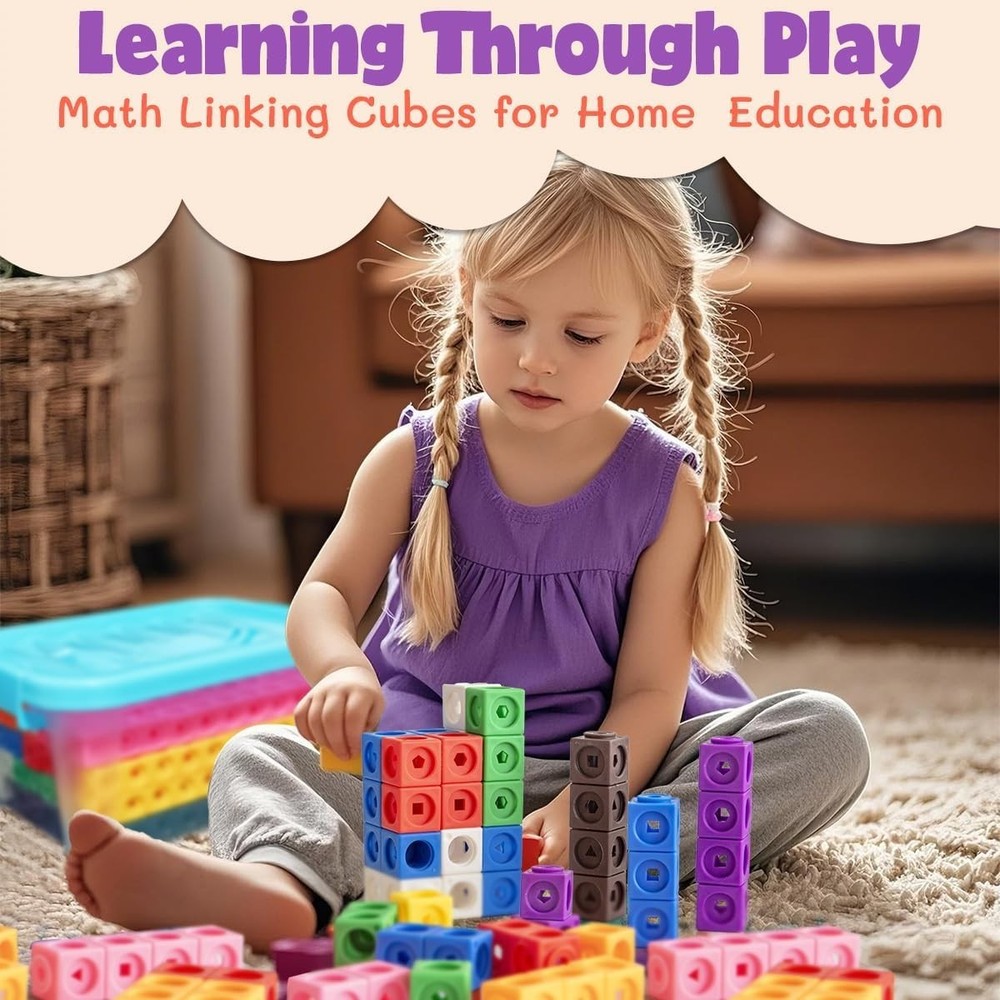 300pcs Math Linking Cubes Counting Blocks STEM Learning Manipulative Set