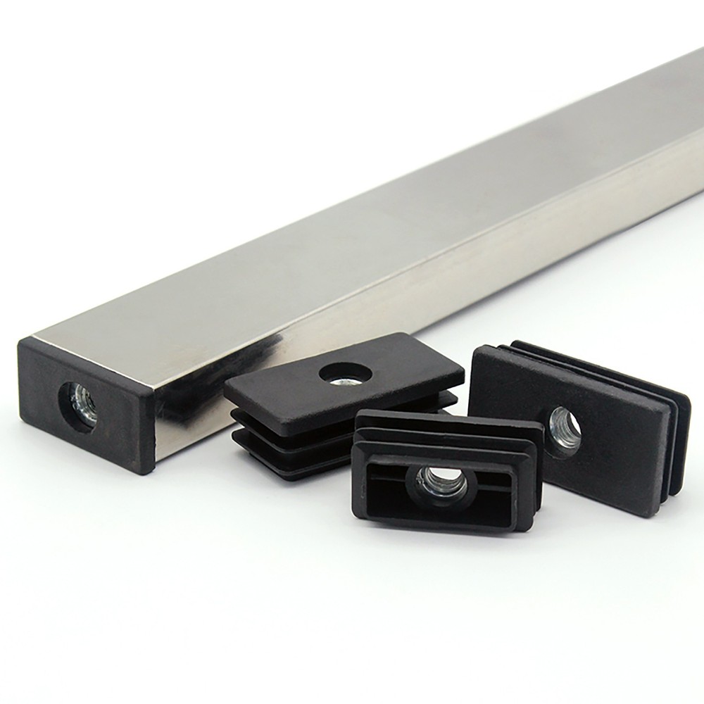 Rectangular Plastic End Caps Blanking Plugs Box Section Threaded Tube Inserts